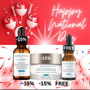 SINGAPORE NATIONAL DAY COMPLIMENTARY SKINCEUTICALS CE FERULIC 15ml (worth $150) with 15% OFF CE FERULIC 30ml & TRIPLE LIPID RESTORE 2:4:2 30ml